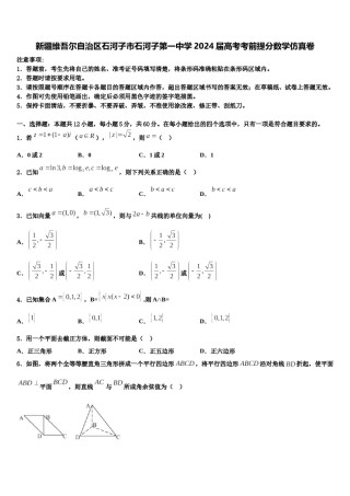 新疆维吾尔自治区石河子市石河子第一中学2024届高考考前提分数学仿真卷含解析.doc