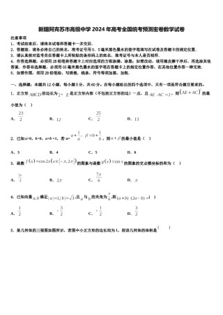 新疆阿克苏市高级中学2024年高考全国统考预测密卷数学试卷含解析.doc