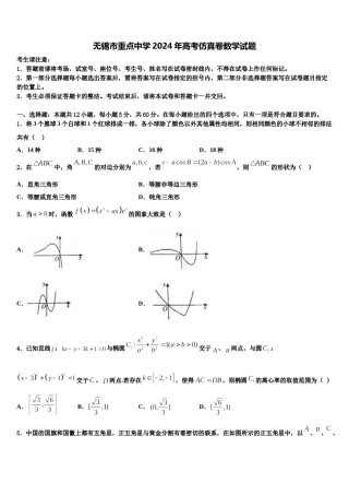 无锡市重点中学2024年高考仿真卷数学试题含解析.doc