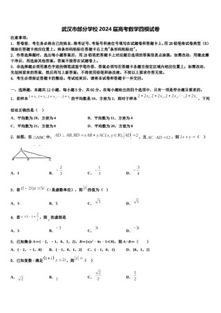 武汉市部分学校2024届高考数学四模试卷含解析.doc