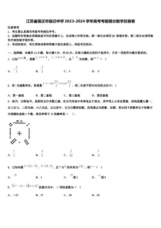 江苏省宿迁市宿迁中学2023-2024学年高考考前提分数学仿真卷含解析.doc