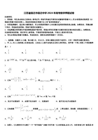 江苏省宿迁市宿迁中学2024年高考数学押题试卷含解析.doc