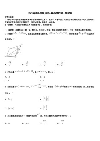 江苏省沛县中学2024年高考数学一模试卷含解析.doc