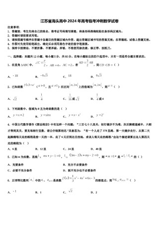 江苏省海头高中2024年高考临考冲刺数学试卷含解析.doc