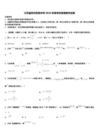 江苏省苏州实验中学2024年高考仿真卷数学试卷含解析.doc
