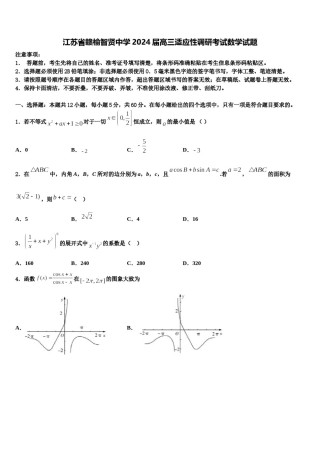 江苏省赣榆智贤中学2024届高三适应性调研考试数学试题含解析.doc