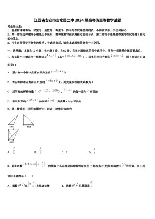 江西省吉安市吉水县二中2024届高考仿真卷数学试题含解析.doc