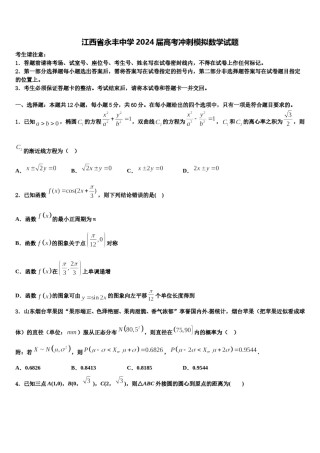 江西省永丰中学2024届高考冲刺模拟数学试题含解析.doc