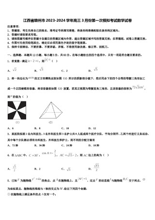 江西省赣州市2023-2024学年高三3月份第一次模拟考试数学试卷含解析.doc