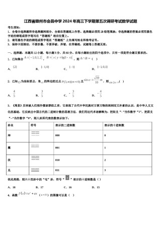 江西省赣州市会昌中学2024年高三下学期第五次调研考试数学试题含解析.doc