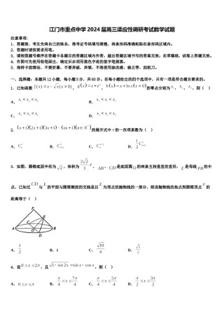 江门市重点中学2024届高三适应性调研考试数学试题含解析.doc