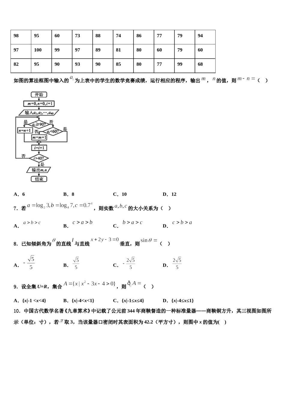 河北省唐山市乐亭一中2024届高考数学一模试卷含解析.doc_第2页