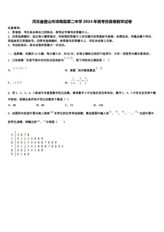 河北省唐山市滦南县第二中学2024年高考仿真卷数学试卷含解析.doc