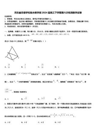 河北省忠德学校衡水教学部2024届高三下学期第六次检测数学试卷含解析.doc