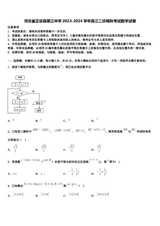 河北省正定县第三中学2023-2024学年高三二诊模拟考试数学试卷含解析.doc