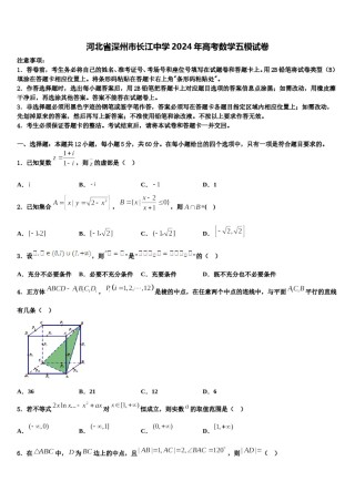 河北省深州市长江中学2024年高考数学五模试卷含解析.doc