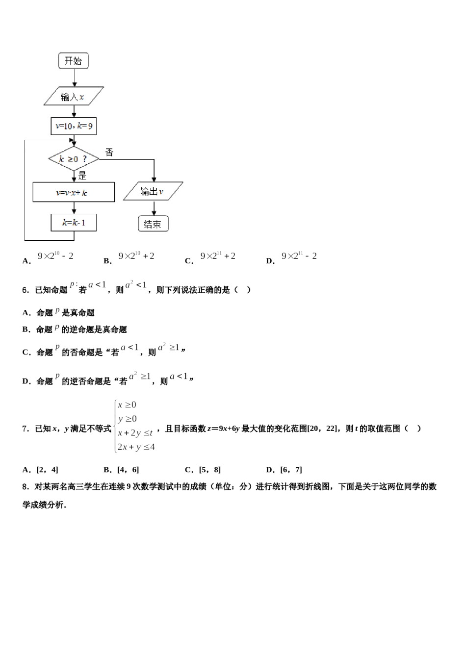 河北省石家庄市复兴中学2023-2024学年高三第二次联考数学试卷含解析.doc_第2页
