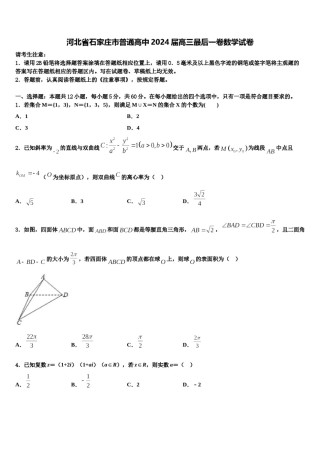 河北省石家庄市普通高中2024届高三最后一卷数学试卷含解析.doc