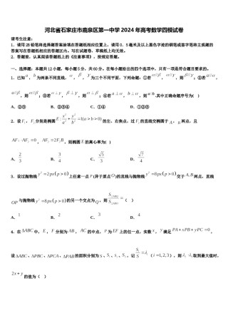 河北省石家庄市鹿泉区第一中学2024年高考数学四模试卷含解析.doc
