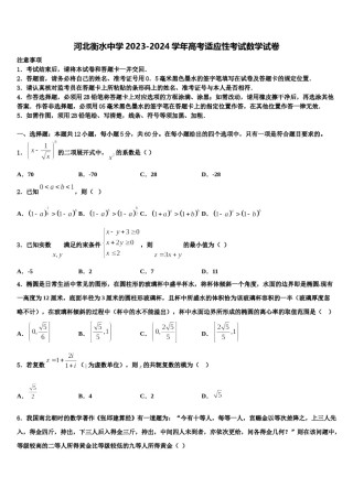 河北衡水中学2023-2024学年高考适应性考试数学试卷含解析.doc