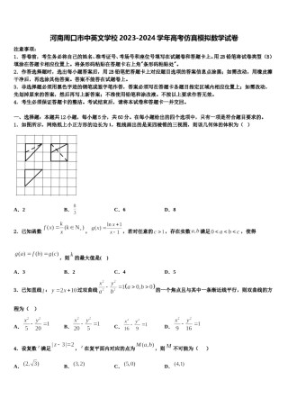 河南周口市中英文学校2023-2024学年高考仿真模拟数学试卷含解析.doc