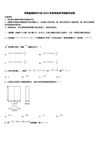 河南省南阳市六校2024年高考临考冲刺数学试卷含解析.doc