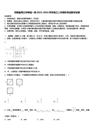 河南省周口市郸城一高2023-2024学年高三二诊模拟考试数学试卷含解析.doc