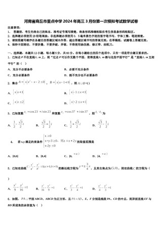 河南省商丘市重点中学2024年高三3月份第一次模拟考试数学试卷含解析.doc