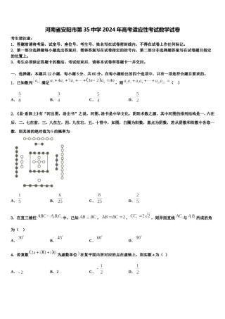 河南省安阳市第35中学2024年高考适应性考试数学试卷含解析.doc