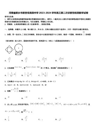 河南省新乡市新誉佳高级中学2023-2024学年高三第二次诊断性检测数学试卷含解析.doc