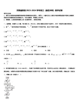 河南省新县2023-2024学年高三（最后冲刺）数学试卷含解析.doc