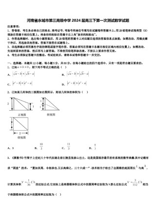 河南省永城市第三高级中学2024届高三下第一次测试数学试题含解析.doc