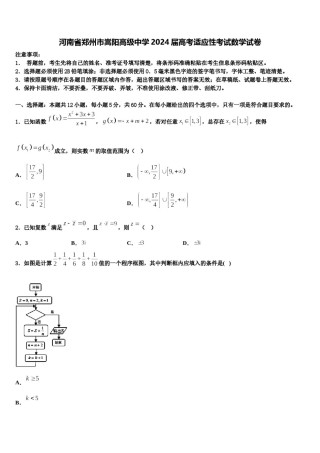 河南省郑州市嵩阳高级中学2024届高考适应性考试数学试卷含解析.doc