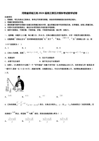 河南省项城三高2024届高三第五次模拟考试数学试卷含解析.doc