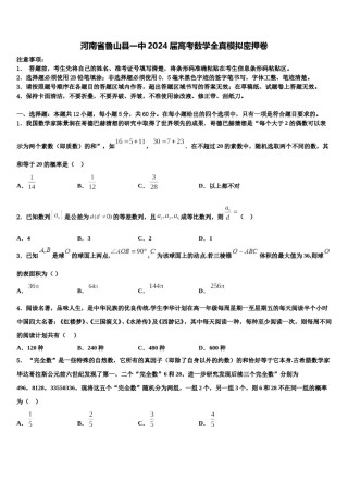河南省鲁山县一中2024届高考数学全真模拟密押卷含解析.doc