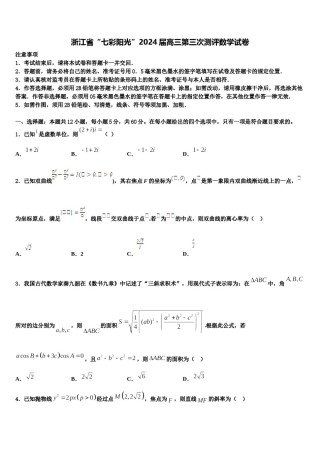 浙江省“七彩阳光”2024届高三第三次测评数学试卷含解析.doc