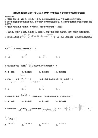 浙江省乐清市白象中学2023-2024学年高三下学期联合考试数学试题含解析.doc