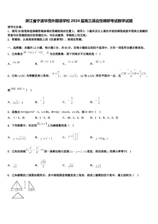 浙江省宁波华茂外国语学校2024届高三适应性调研考试数学试题含解析.doc