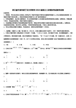 浙江省宁波市诺丁汉大学附中2024届高三二诊模拟考试数学试卷含解析.doc