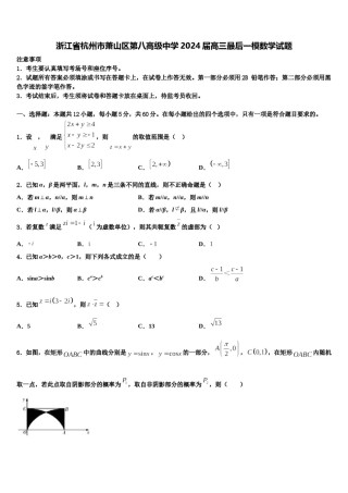 浙江省杭州市萧山区第八高级中学2024届高三最后一模数学试题含解析.doc