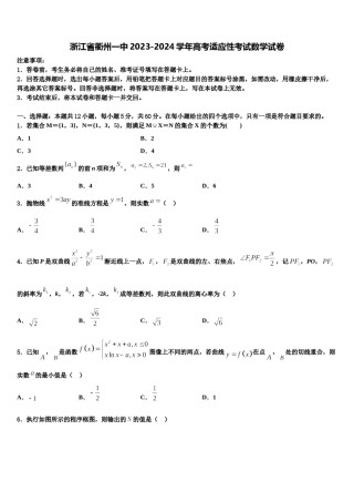 浙江省衢州一中2023-2024学年高考适应性考试数学试卷含解析.doc