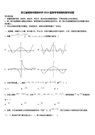 浙江省镇海市镇海中学2024届高考考前模拟数学试题含解析.doc