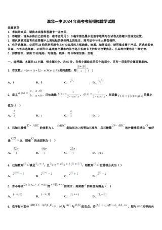淮北一中2024年高考考前模拟数学试题含解析.doc