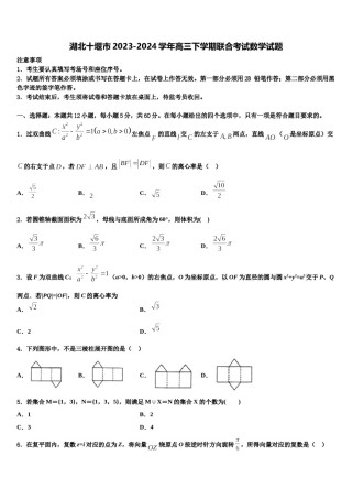 湖北十堰市2023-2024学年高三下学期联合考试数学试题含解析.doc
