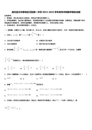湖北武汉市蔡甸区汉阳第一中学2023-2024学年高考冲刺数学模拟试题含解析.doc