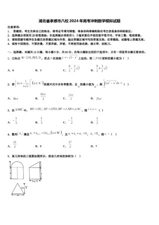 湖北省孝感市八校2024年高考冲刺数学模拟试题含解析.doc