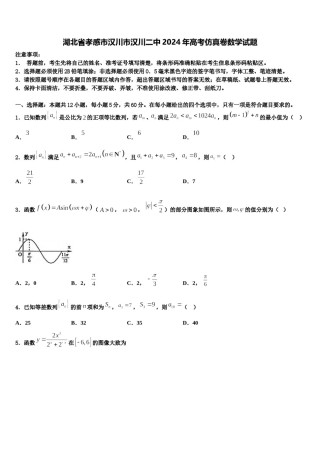 湖北省孝感市汉川市汉川二中2024年高考仿真卷数学试题含解析.doc