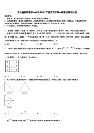 湖北省安陆市第一中学2024年高三下学期一模考试数学试题含解析.doc