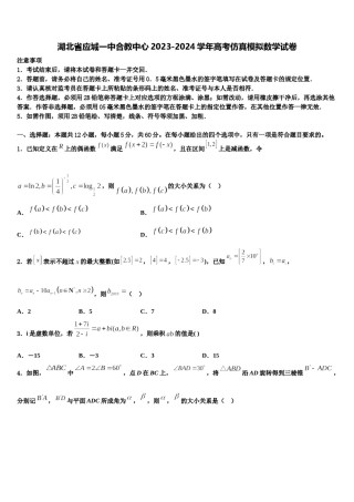 湖北省应城一中合教中心2023-2024学年高考仿真模拟数学试卷含解析.doc