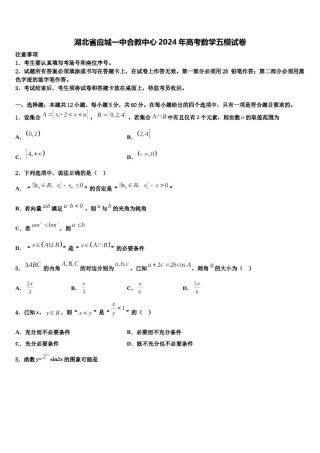 湖北省应城一中合教中心2024年高考数学五模试卷含解析.doc